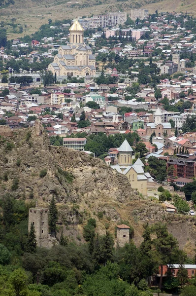 Castello Medievale Narikala Tbilisi Panoramica Della Città Repubblica Georgia Regione — Foto Stock