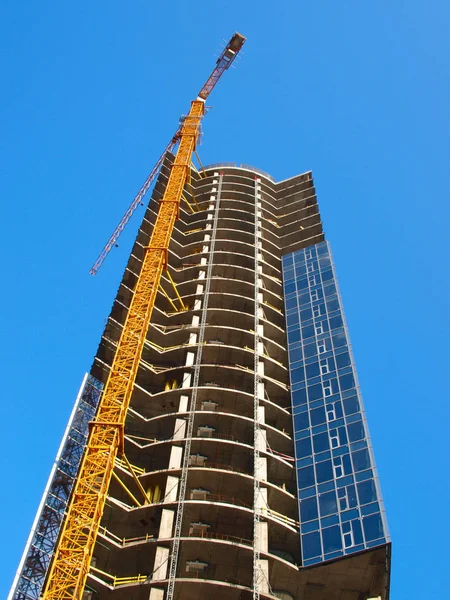 Guindaste Arranha Céus Construção — Fotografia de Stock