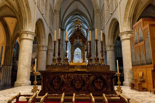 Altar San Miguel Catedral Santa Gúdula Bruselas Bélgica — Foto de Stock