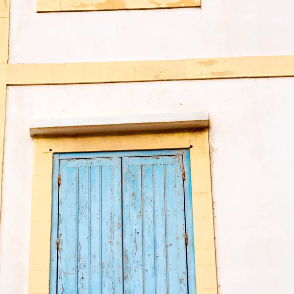 Janela Azul Morocco África Construção Antiga Construção Parede Marrom — Fotografia de Stock