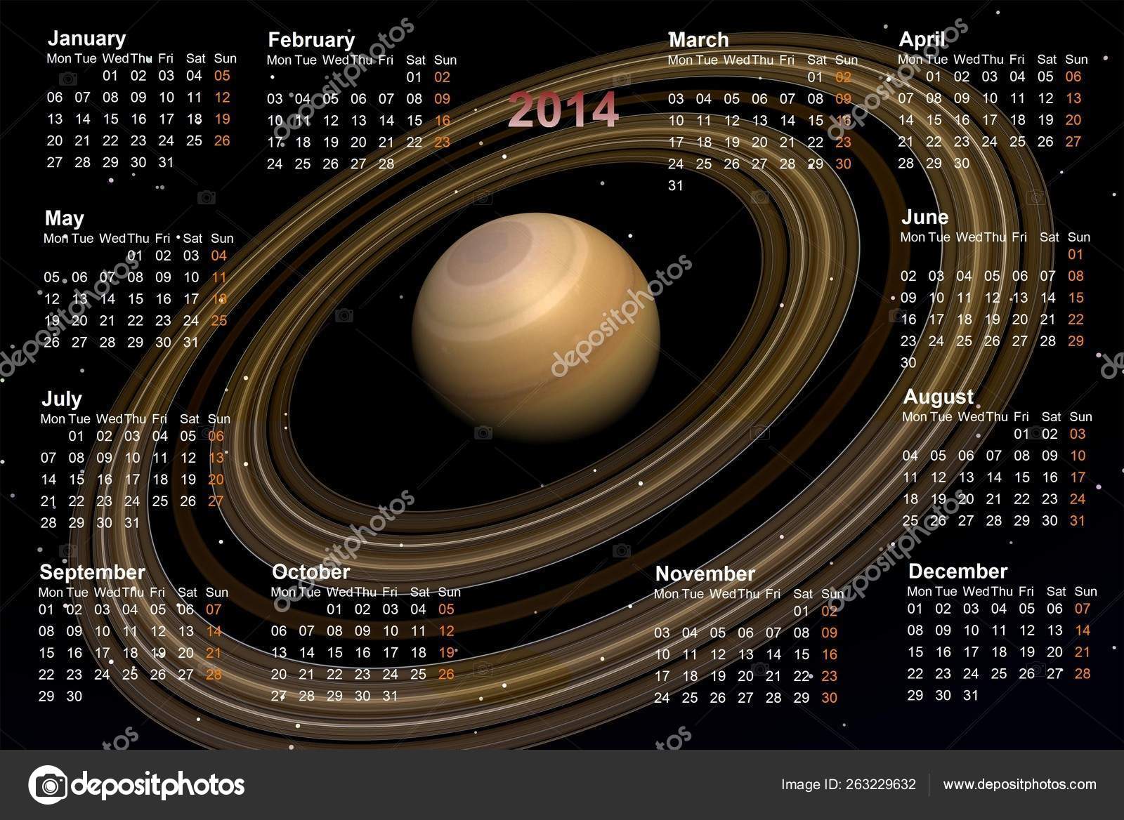 Calendar 2014 Saturn Stock Photo by ©YAYImages 263229632