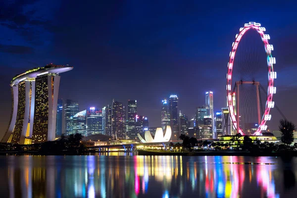 Singapur Gece Manzarası — Stok fotoğraf