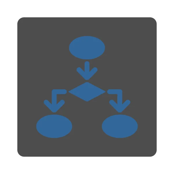 フローチャートのアイコン グリフのスタイルはコバルトでグレーの色 平らな正方形の丸いボタン 白の背景 — ストック写真