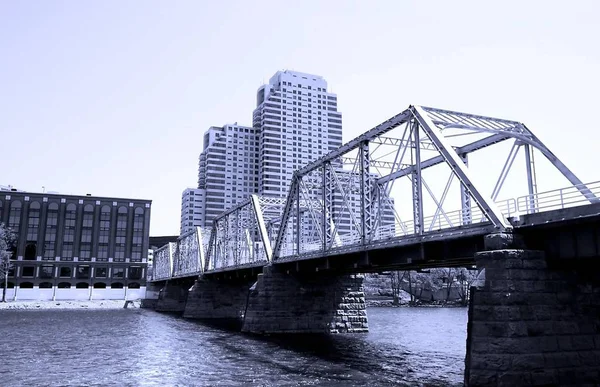 Vidvinkel Skott Downtown Grand Rapids — Stockfoto