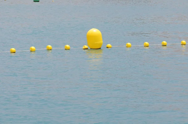 Some Yellow Floaters Blue Atlantic Ocean — Stock Photo, Image