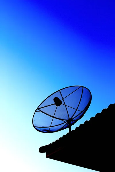 Télévision Par Satellite Avec Coucher Soleil — Photo