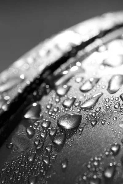 Water Druppels Zilver Metalen Oppervlak — Stockfoto