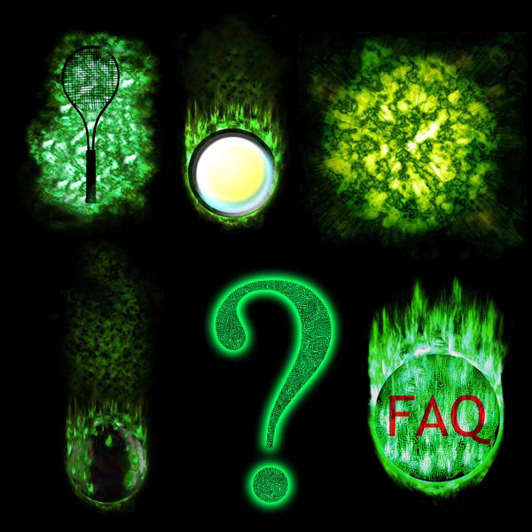 Зелений Знак Питання Faq Хмара Ракетка Значок — стокове фото