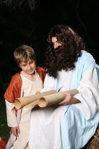 Pria Alkitabiah Relijius Mengajar Kepada Anak Anak Bisa Jadi Yesus — Stok Foto