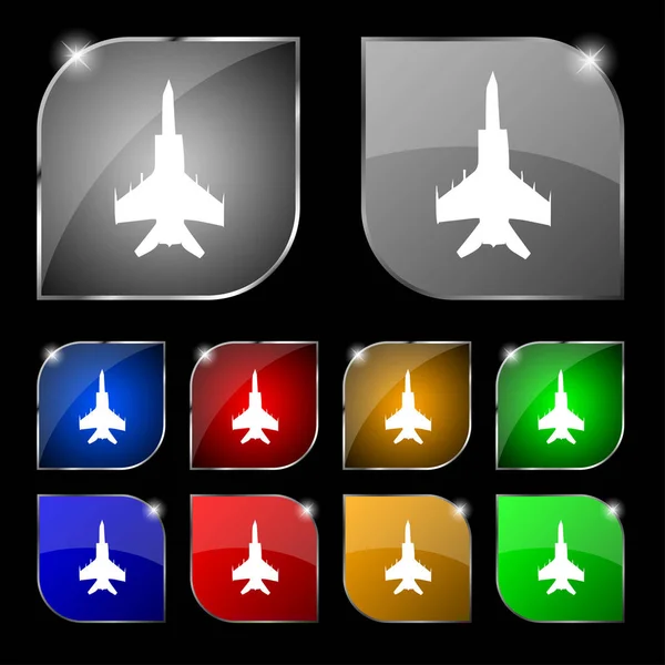 Ícone Combate Conjunto Dez Botões Coloridos Com Brilho Ilustração — Fotografia de Stock