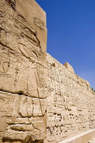 Imagem Parede Templo Karnak Luxor Egito — Fotografia de Stock