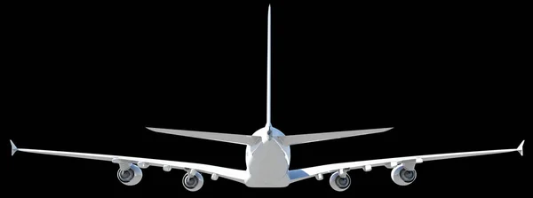 Beyaz Modern Uçak Siyah Arka Plan Üzerine Izole — Stok fotoğraf