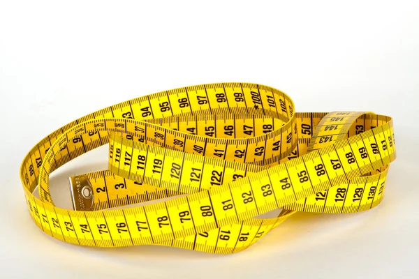 Fita Métrica Amarela Com Escala Centímetros — Fotografia de Stock