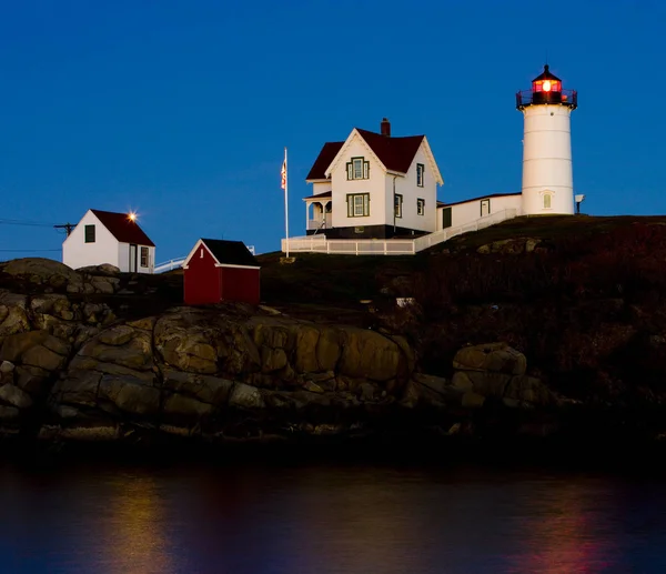 Farol Nubble Cabo Neddick Maine Eua — Fotografia de Stock