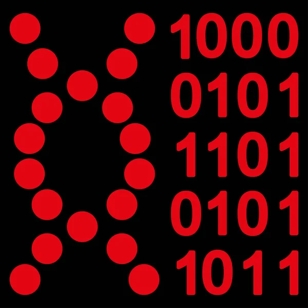 Dna 编码光栅图标 风格是平的象征 红色的颜色 黑色的背景 — 图库照片