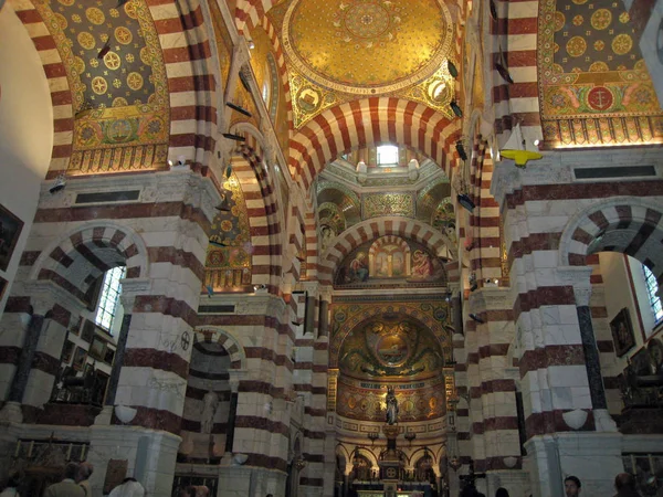 Dentro Basílica Notre Dame Garde Marsella Sur Francia — Foto de Stock