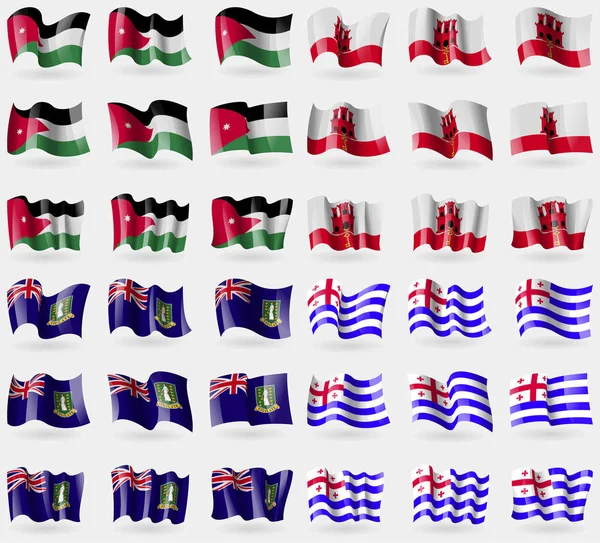 Jordania Gibraltar Virginislandsuk Ajaria Conjunto Banderas Los Países Del Mundo — Foto de Stock