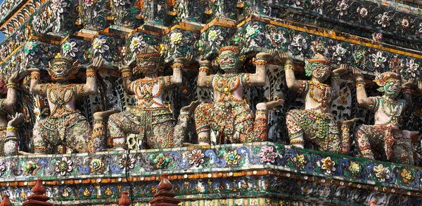 Fragmento Alivio Wat Arun Bas Bangkok Tailandia — Foto de Stock