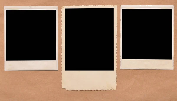 茶色の背景にヴィンテージの空白のフォト フレーム — ストック写真