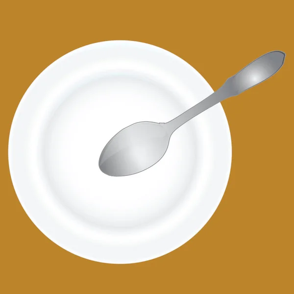 Cucchiaio Piatto Zuppa Vuoto Illustrazione Vettoriale — Foto Stock