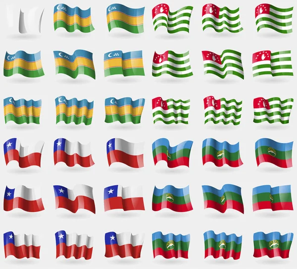 Karakalkastan Abjasia Chile Karachaycherkessia Conjunto Banderas Los Países Del Mundo — Foto de Stock