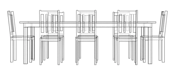 Table Manger Avec Chaises Illustration Style Cadre Métallique — Photo