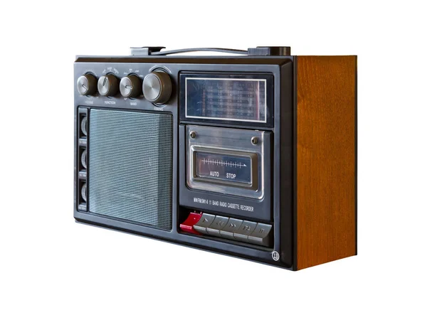 Reproductor Radio Cassette Vintage Aislado Con Ruta Recorte — Foto de Stock