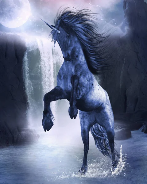 Unicornio Azul Vadeando Agua —  Fotos de Stock