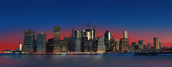 Manhattan Nacht New York City Skyline Panorama — Stockfoto