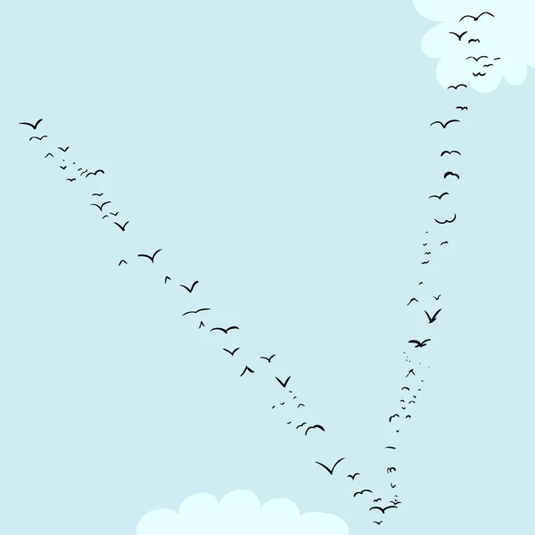Darstellung Eines Vogelschwarms Form Des Buchstabens — Stockfoto