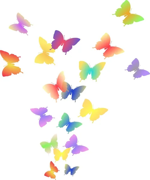 Illüstrasyon Izole Beyaz Bir Arka Plan Üzerinde Renkli Kelebek Sürüsü — Stok fotoğraf