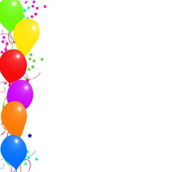 Białe Tło Urodziny Kolorowych Gwiazd Balonów — Zdjęcie stockowe