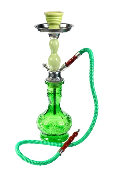 Green Hookah Białym Tle Białym Tle — Zdjęcie stockowe