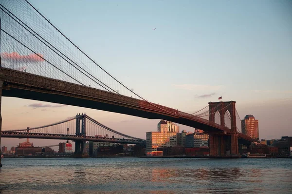 Brooklyn Manhattan Puentes Través East River Ciudad Nueva York — Foto de Stock