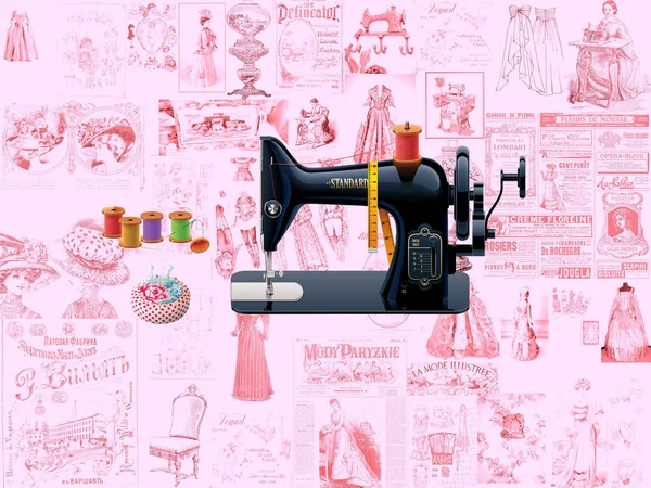 The new trend of texture for a website. Extraordinarily beautiful, sewing machine