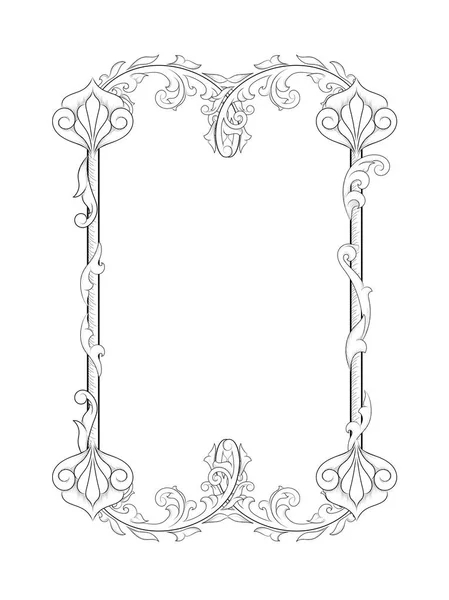 Vectorbeeld Vintage Barok Frame Acanthus Blad Wervelende Decoratieve Design Element — Stockvector