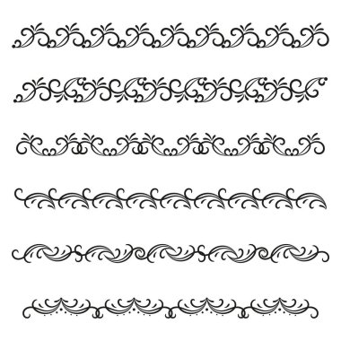 Vektör görüntü. Vintage süsler kümesi. Antika stili öğelerle bukleler için tasarım.