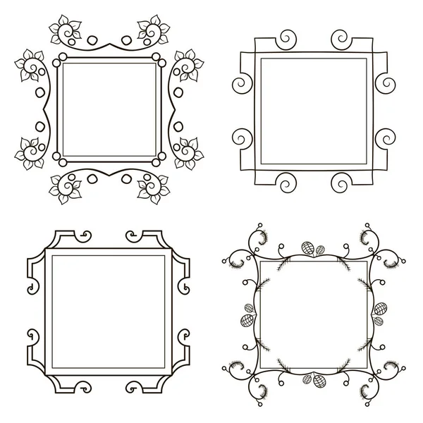 Векторное Изображение Набор Винтажных Рамок Свитками Кудрями — стоковый вектор