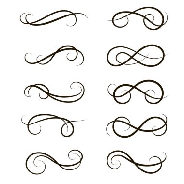 Vektör öğeleri. Birtakım bukleler ve tasarım ve dekorasyon için kaydırır.