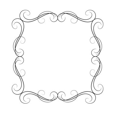 Vektör görüntüsü. Klasik barok çerçeve. Acanthus yaprakları girdap şeklinde dekoratif tasarım elementi. Kabartma kabartma süsü, sınır çiçeği. Eski model antika stili.