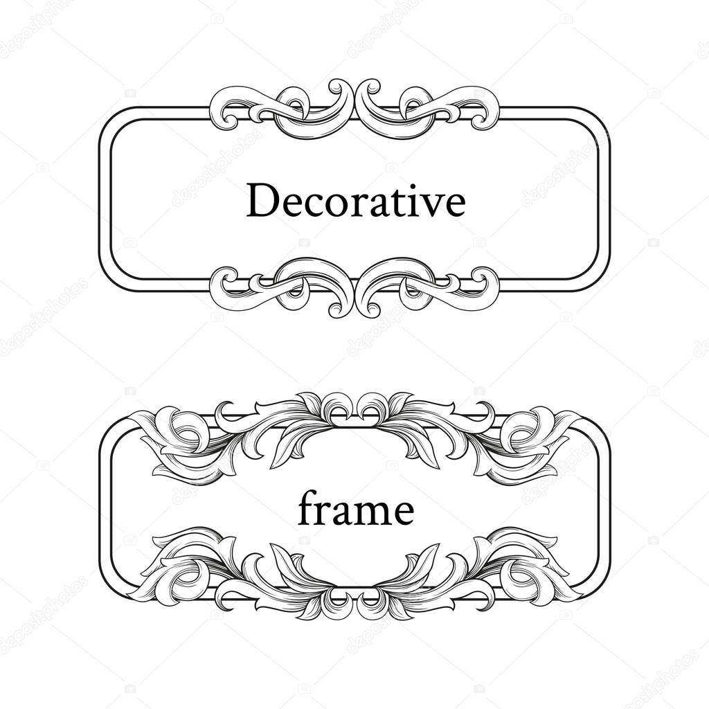 Vector image. Decorative frame. Elegant element for design template, place for text.Floral border. 