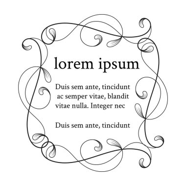 Vektör görüntü. Dekoratif çerçeve. Tasarım şablonu, metin için yer için zarif öğe. Çiçek sınır.