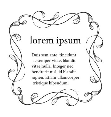 Vektör görüntü. Dekoratif çerçeve. Tasarım şablonu, metin için yer için zarif öğe. Çiçek sınır.