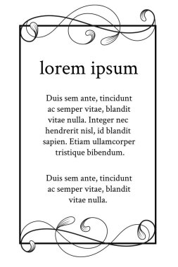 Vektör görüntü. Dekoratif çerçeve. Tasarım şablonu, metin için yer için zarif öğe. Çiçek sınır.