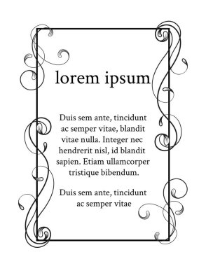 Vektör görüntü. Dekoratif çerçeve. Tasarım şablonu, metin için yer için zarif öğe. Çiçek sınır.