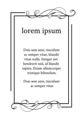 Vektör görüntü. Dekoratif çerçeve. Tasarım şablonu, metin için yer için zarif öğe. Çiçek sınır.