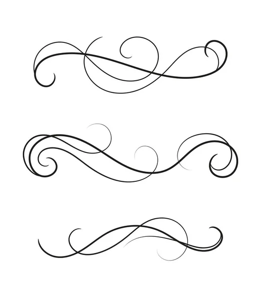 Vector Image Set Curly Divider Scroll Swirl Element Isolated — Stock Vector