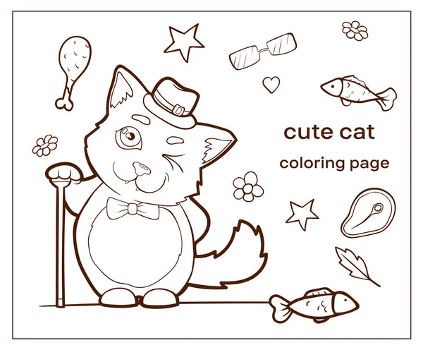 Imagen Vectorial Personaje Dibujos Animados Gato Garabato Dibujado Mano Página — Vector de stock