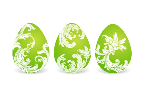 Vector Image Postcard Happy Easter Set Three Elegant Easter Egg — Stock Vector