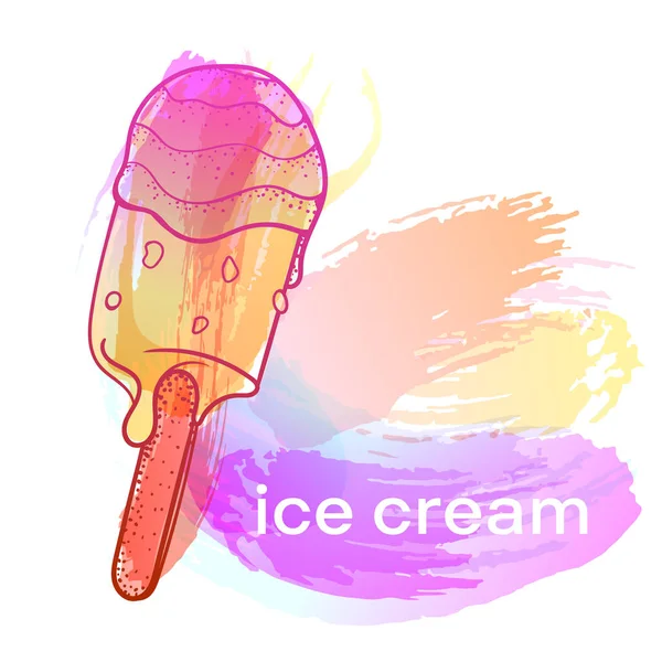 Image Vectorielle Crème Glacée Croquis Coloré Dans Style Doodle Taches — Image vectorielle